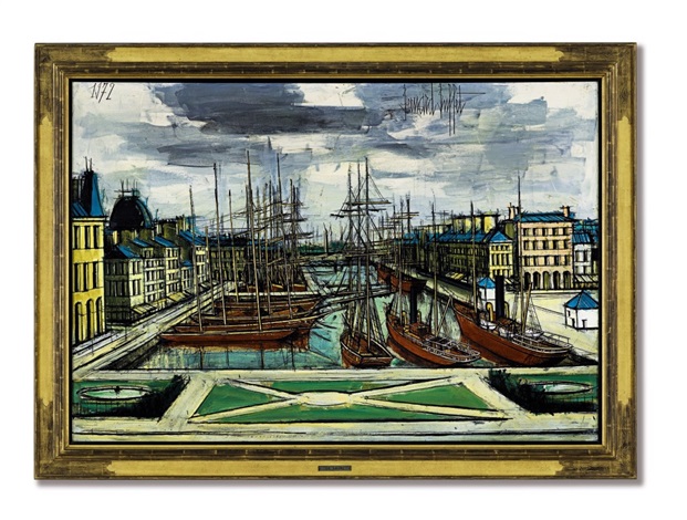 ベルナール・ビュッフェ、Le Havre,le bassin de commer ベルナール・ビュッフェ、Le Havre,le bassin de commer