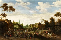 Dorflandschaft mit Bauernfest
