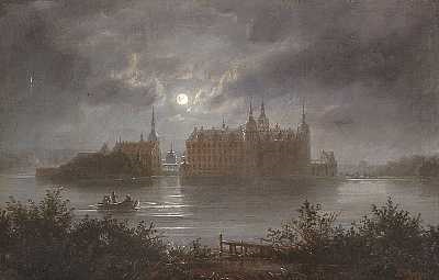 Frederiksborg Slot i måneskin by Ferdinand Richardt on artnet