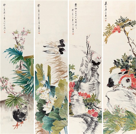 不詳/作者不詳/芙蓉に雀図/花鳥/布袋屋掛軸A-436 Yahoo!オークション - 【真作】/高橋来潮/花鳥図/布袋屋掛軸HE-794