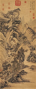 真作】/山本琴谷/山水図/布袋屋掛軸HE-211