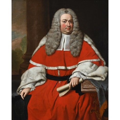 Portrait of Charles Clarke 17021750, a Baron of the Exchequer, three