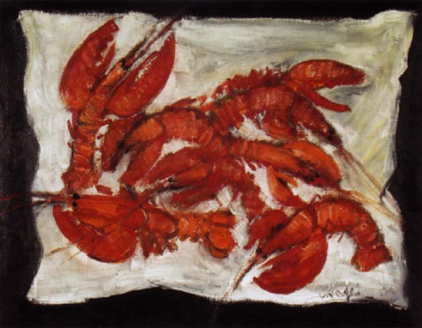 Flusskrebse auf weissem Tuch by Leopold Haefliger on artnet
