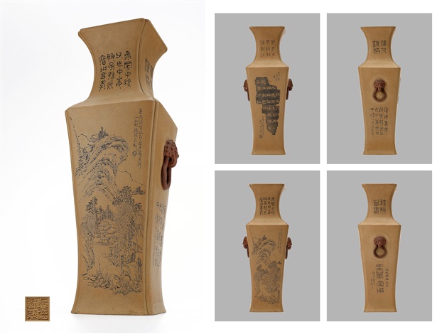 古銅？ 装飾品 2 古美術 古道具 アンティーク 中国古美術 珍品旧蔵 青銅器 提梁壺 双鳥装飾一対 飾壺 花瓶