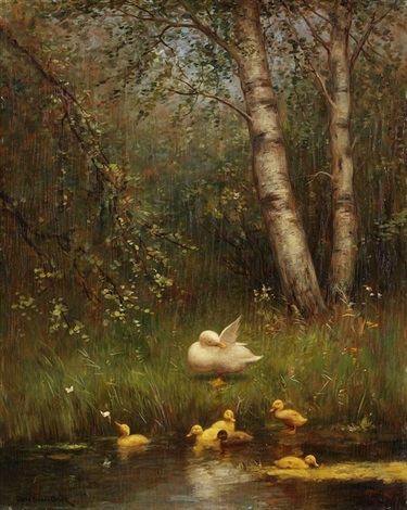 Entenfamilie an einem Teich by Constant Artz on