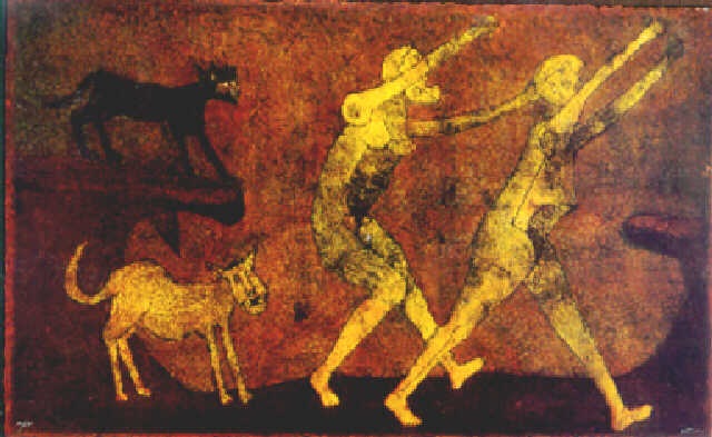 Dos personajes atacados por perros by Rufino Tamayo on artnet