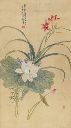 絹本花卉 折枝花卉立轴设色绢本Flora by Xu Sizhen on artnet