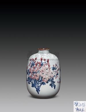 中国美術 釉裏紅 龍紋 瓢形 瓶 高43cm(LC597) 中国美術 釉裏紅 龍紋 瓢形 瓶 高43cm(LC597) 青花釉里红