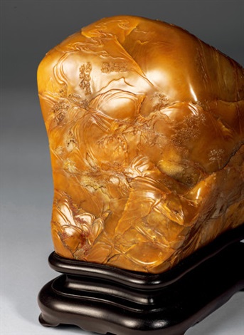 寿山田黄石薄意巨制法聚林泉by Shi Qing on artnet