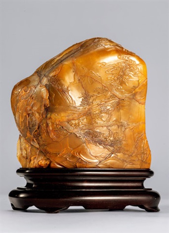 寿山田黄石薄意巨制法聚林泉by Shi Qing on artnet