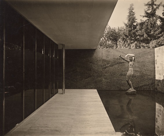 German Pavilion. World Fair, Barcelona, 192829. Waterbassin with ...