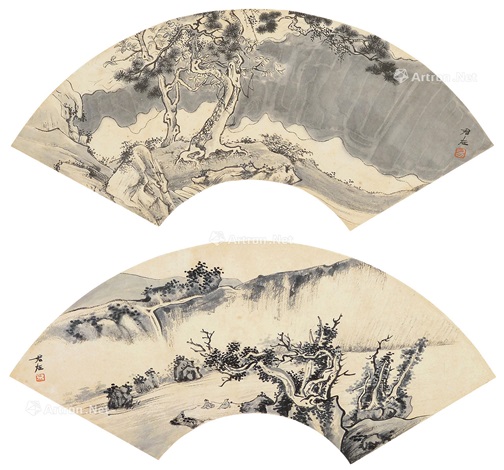 山水扇面两帧by Yi Junzuo on artnet