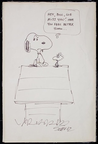 Snoopy and Woodstock Hey Bill, We Miss You Hope You Feel Better Soon... by  Charles M. Schulz on artnet