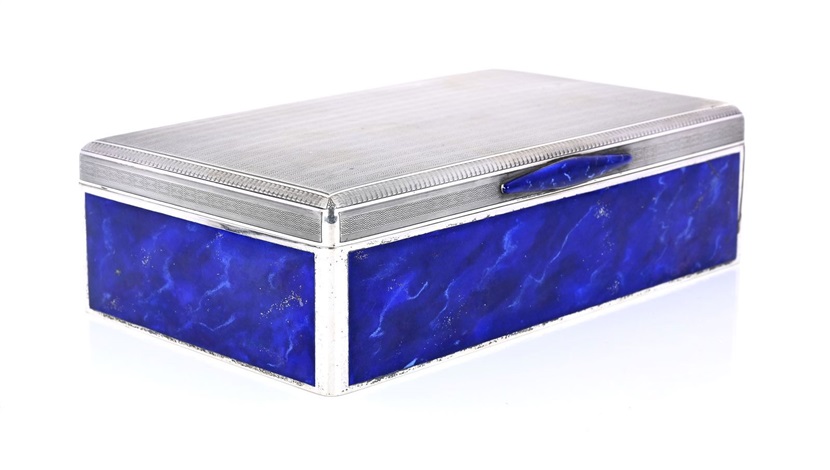 cigarette box table Very Heavy Silvertone Metal coffee Table - Outside is Covered With Embossed Scrollwork - Top Plate Available for Inscription Art Deco Cigarette Box -