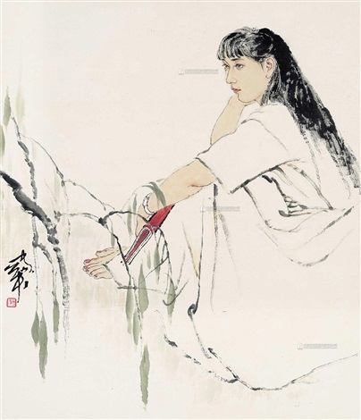 何家英 何家英少女镜心by He Jiaying on artnet