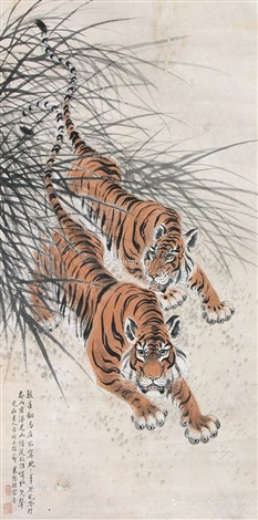 虎挂轴设色纸本by Hu Shuang'an on artnet