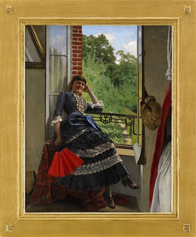 Kvinna med solfjäder by Edvard Rosenberg on artnet