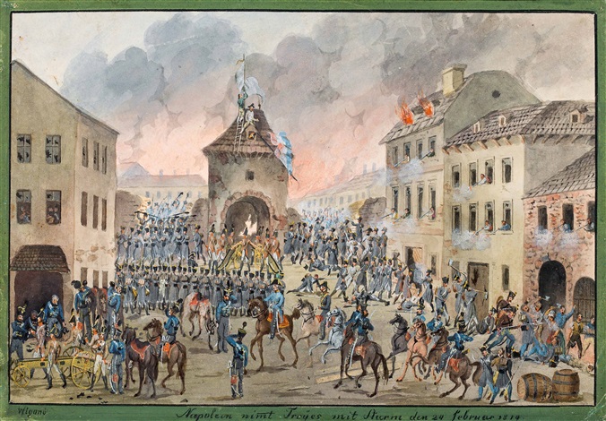 Napoleon nimmt Troyes mit Sturm den 24 Februar 1814 by Balthasar Wigand ...