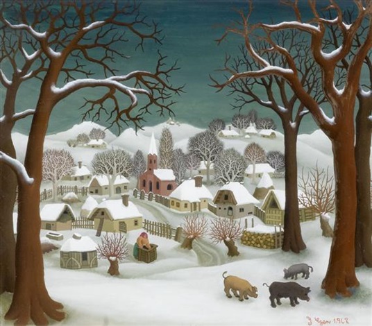 Ivan Generalić, Winter in Hlebine, 1962