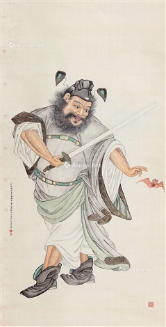 時代物 鍾馗の図ののぼり旗 古布 綿 書画、骨董品、