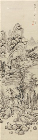 书画访友图 秋山访友图立轴水墨纸本by Xi Gang on artnet