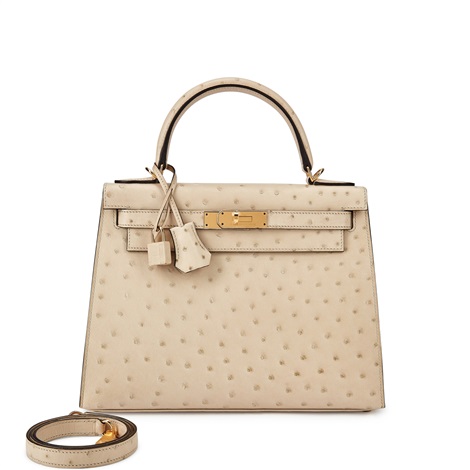 Parchemin Ostrich Kelly 28 Sellier Gold Hardware by Hermes Co. on artnet