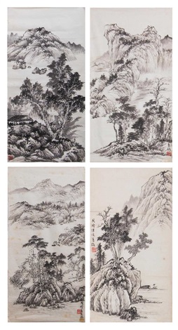山水畫稿四屏by Zhou Cheng on artnet