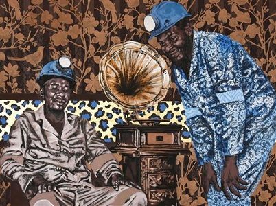 miners with gramophone by bambo sibiya
