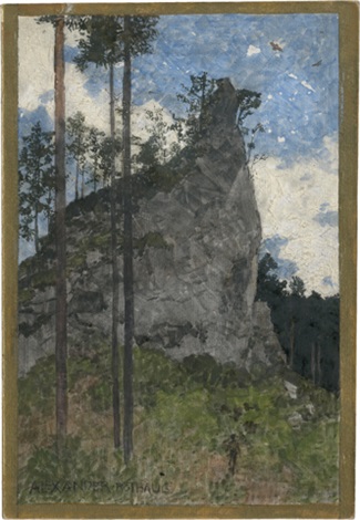 Wanderer im Gebirge Bergwiese by Alexander Rothaug on artnet