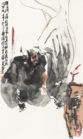 山 朱鍾馗 立堂 掛軸 钟馗立轴设色纸本by Wang Tao on artnet