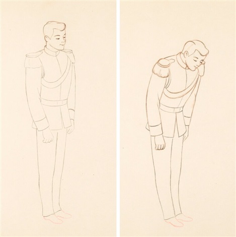 Cinderella Prince Charming Animation Drawing Group of 2 Walt Disney, 1950.  by Walt Disney Studios on artnet