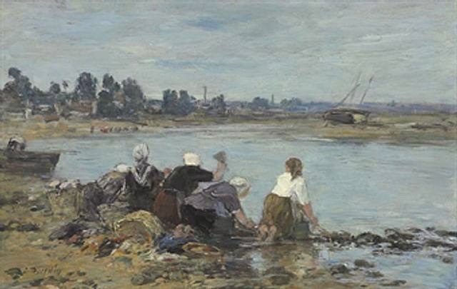 ウジェーヌ・ブーダンLAVEUSES AU BORD DE LA TOUQUES Laveuses au bord de la Touques by Eugène Boudin on artnet