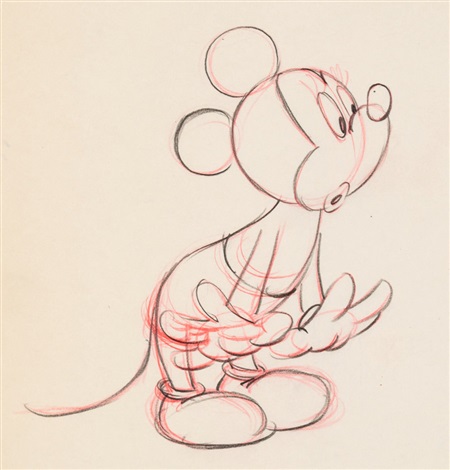 walt disney studios mickey mouse character design drawing by fred moore original art (walt disney, c.1940s)