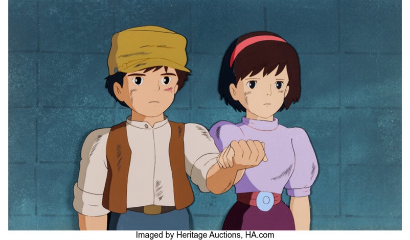 Castle in the Sky Sheeta and Pazu Production Cel Setup with Production