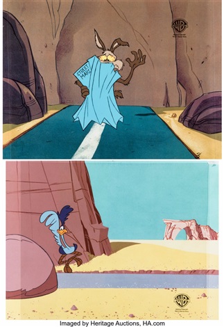 Looney Tunes Wile E Coyote And Road Runner Production Cel Set Of 2