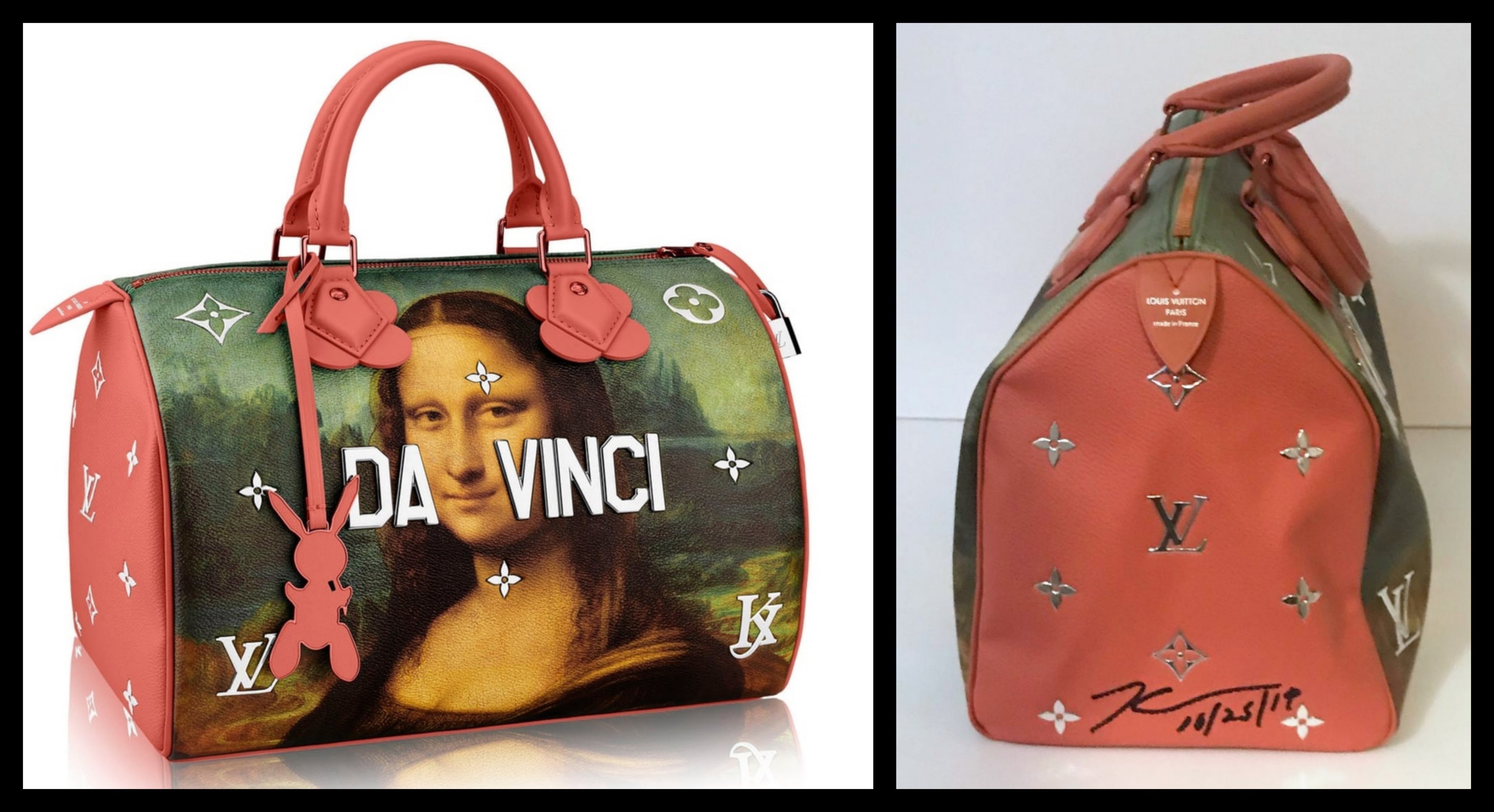 Hand Signed Mona Lisa Leonardo da Vinci Bag for Louis Vuitton by