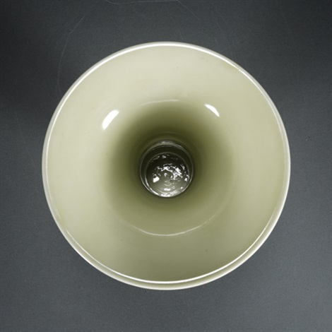大正1912-1926·六代华中亭道八制青釉花觚by Takahashi Dohachi VI on