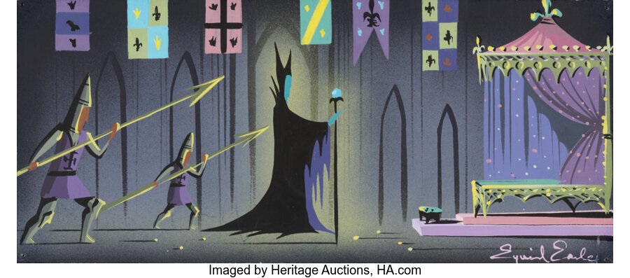 Eyvind Earle - Sleeping Beauty Maleficent ConceptColor Key Painting