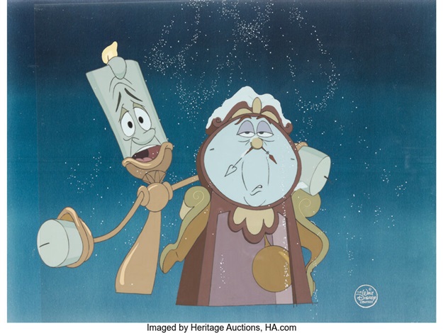 Beauty and the Beast Lumiere and Cogsworth Presentation Cel Walt Disney ...