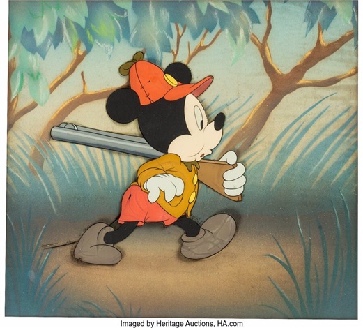 The Pointer Mickey Mouse Production Cel Courvoisier Setup Walt Disney
