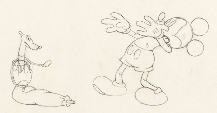 Thru the Mirror Mickey Mouse Animation Drawings Walt Disney, 1936