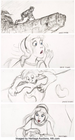 The Black Cauldron Taran, Princess Eilonwy, and Gurgi Storyboard