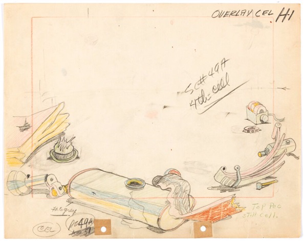Mickeys Service Station Animation Drawing for Overlay Cel Walt