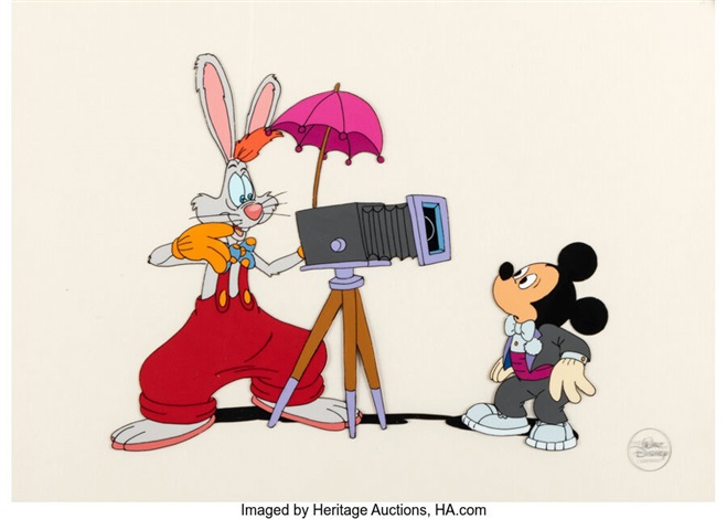 Mickeys 60th Birthday Roger Rabbit and Mickey Mouse Production Cel