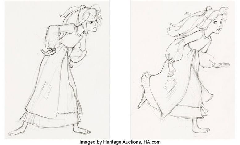 The Black Cauldron Princess Eilonwy and Taran Character Design Drawings