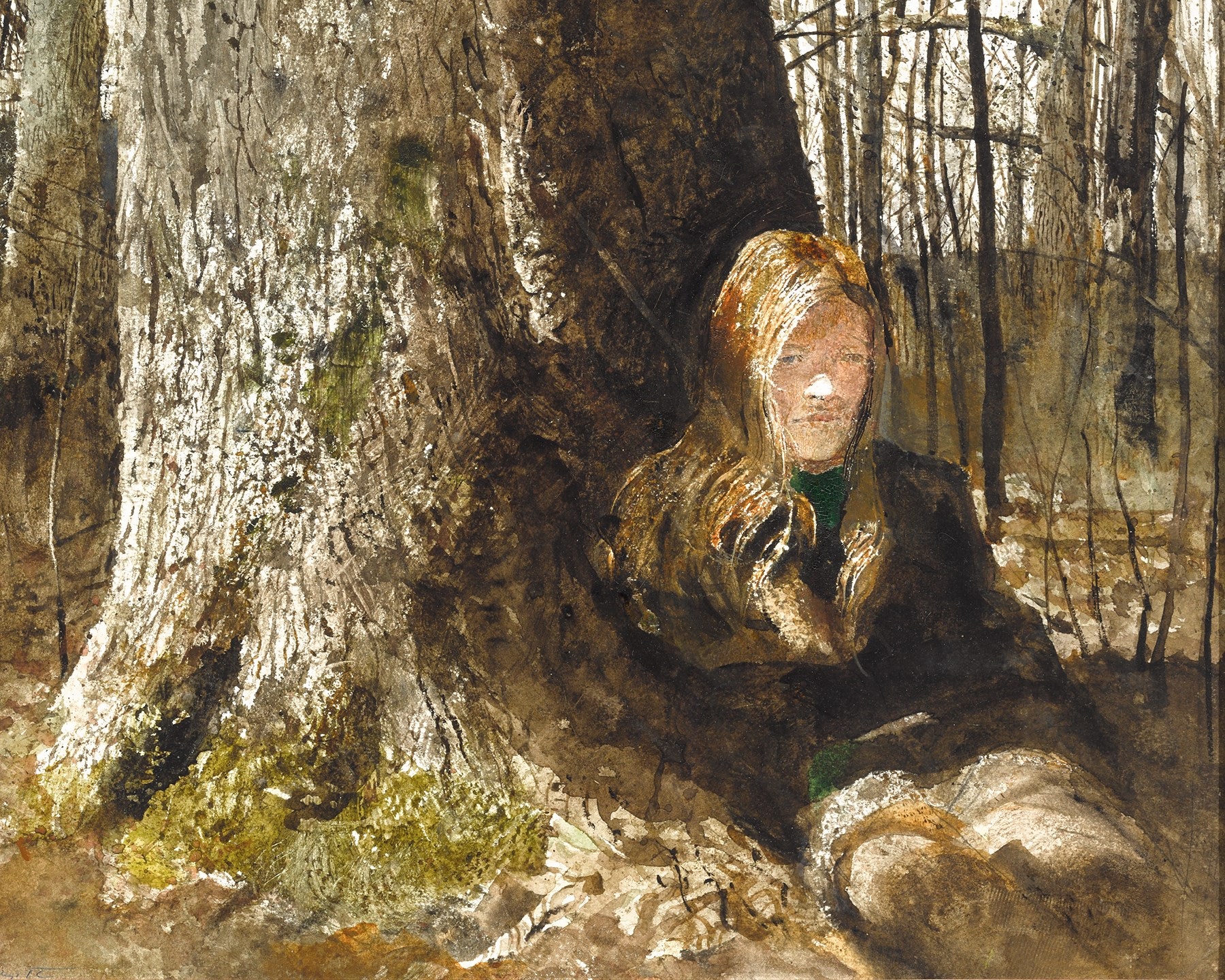 Andrew Wyeth Helga Watercolor Andrew Wyeth Seated By A Tree
