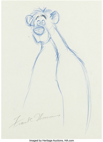 The Jungle Book Baloo Animation Drawing Signed by Frank Thomas Walt Disney,  1967 by Walt Disney Studios on artnet