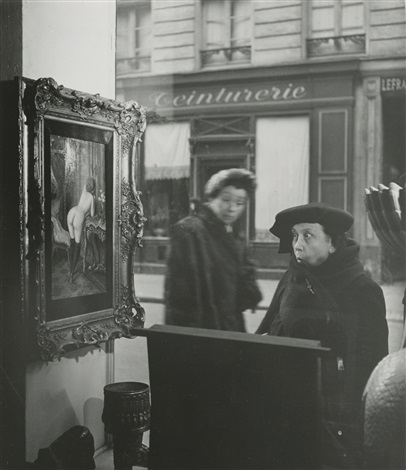 Woman Registering Shock at a Painting of a Nude in Paris Shop Window by