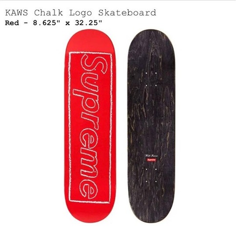 Supreme KAWS Chalk Logo Skateboard "Red"