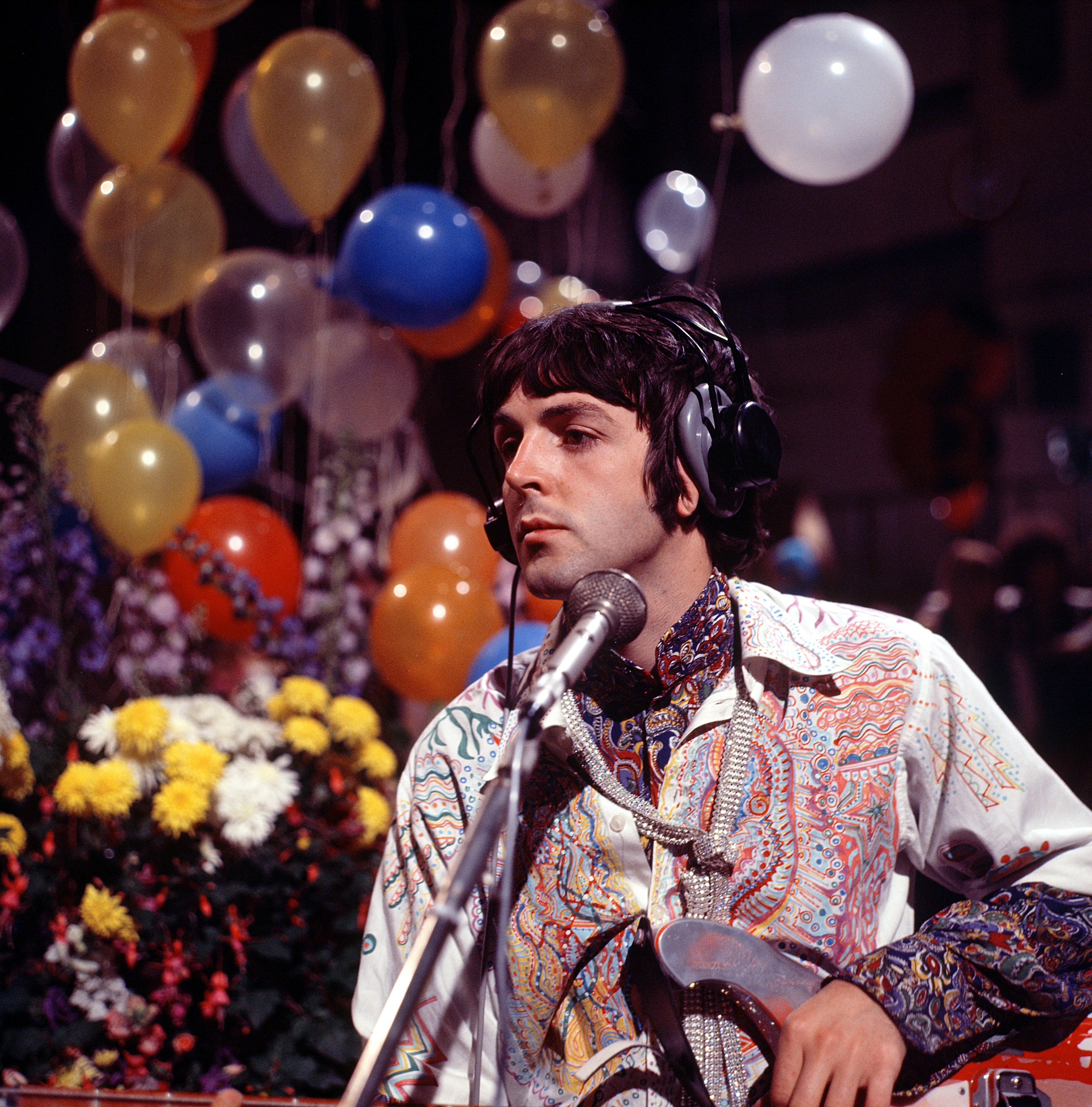 Paul McCartney during the early afternoon run through for the live